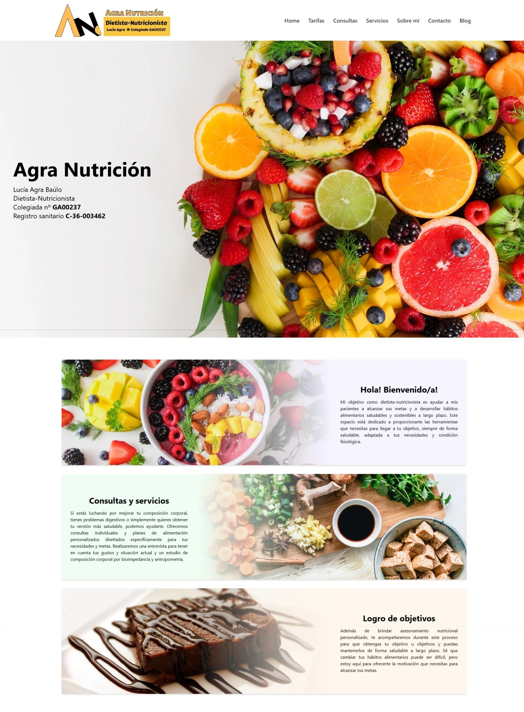 Agra Nutrición — vista web